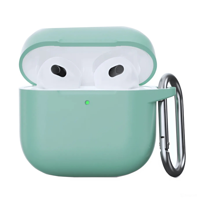 Силиконовый чехол c карабином для AirPods 4 Мятный