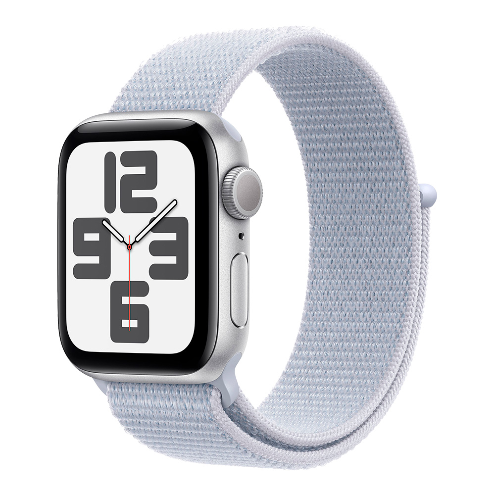 Apple Watch SE 2024 GPS 40mm Silver Aluminum Case with Blue Cloud Sport Loop