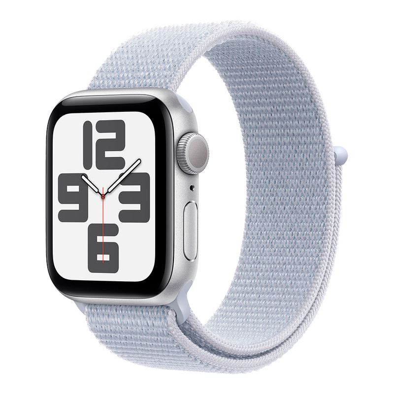 Apple Watch SE 2024 GPS 40mm Silver Aluminum Case with Blue Cloud Sport Loop