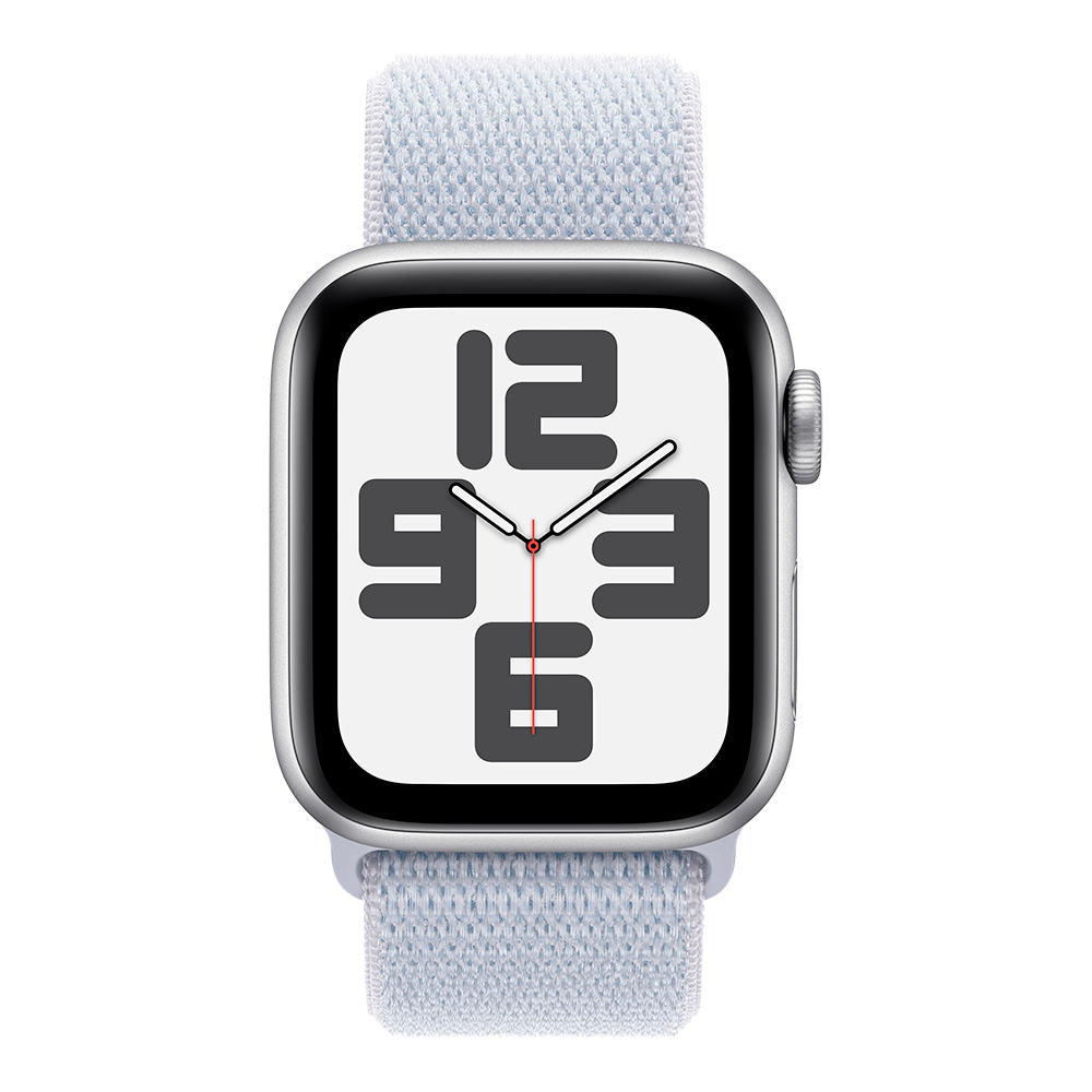 Apple Watch SE 2024 GPS 40mm Silver Aluminum Case with Blue Cloud Sport Loop