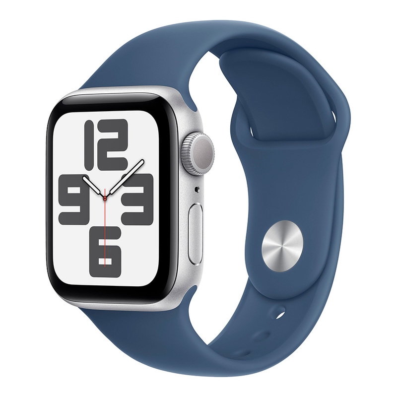 Apple Watch SE 2024 GPS 40mm Silver Aluminum Case with Denim Sport Band M/L