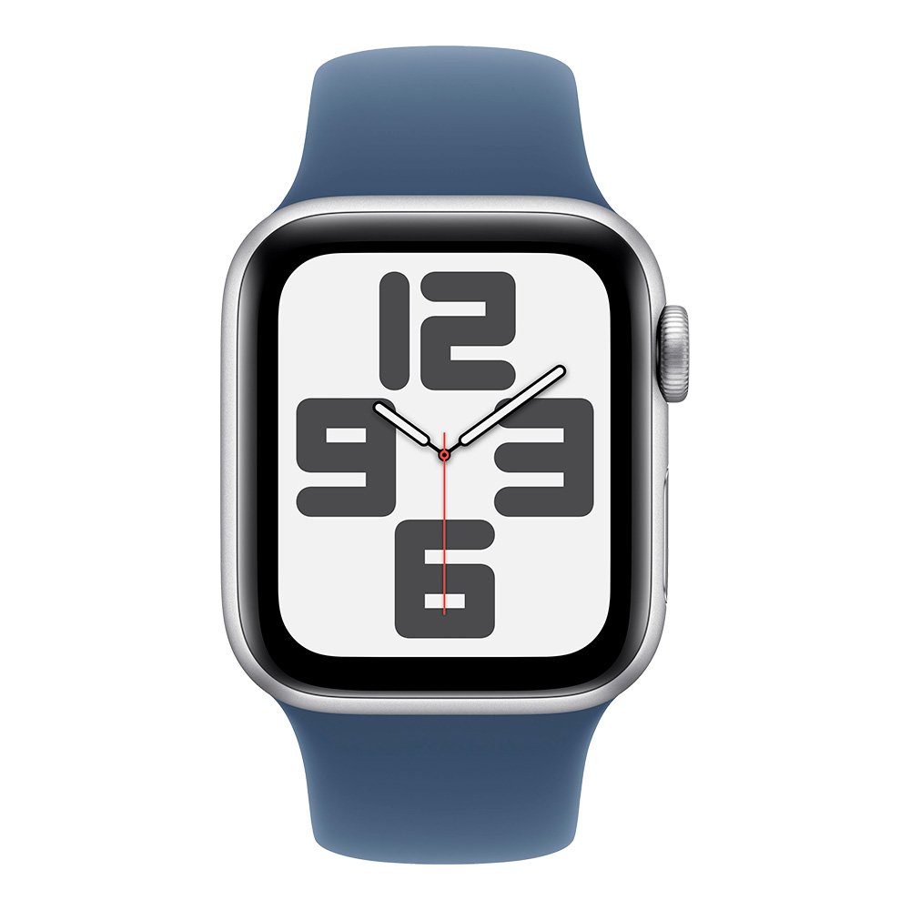 Apple Watch SE 2024 GPS 40mm Silver Aluminum Case with Denim Sport Band S/M