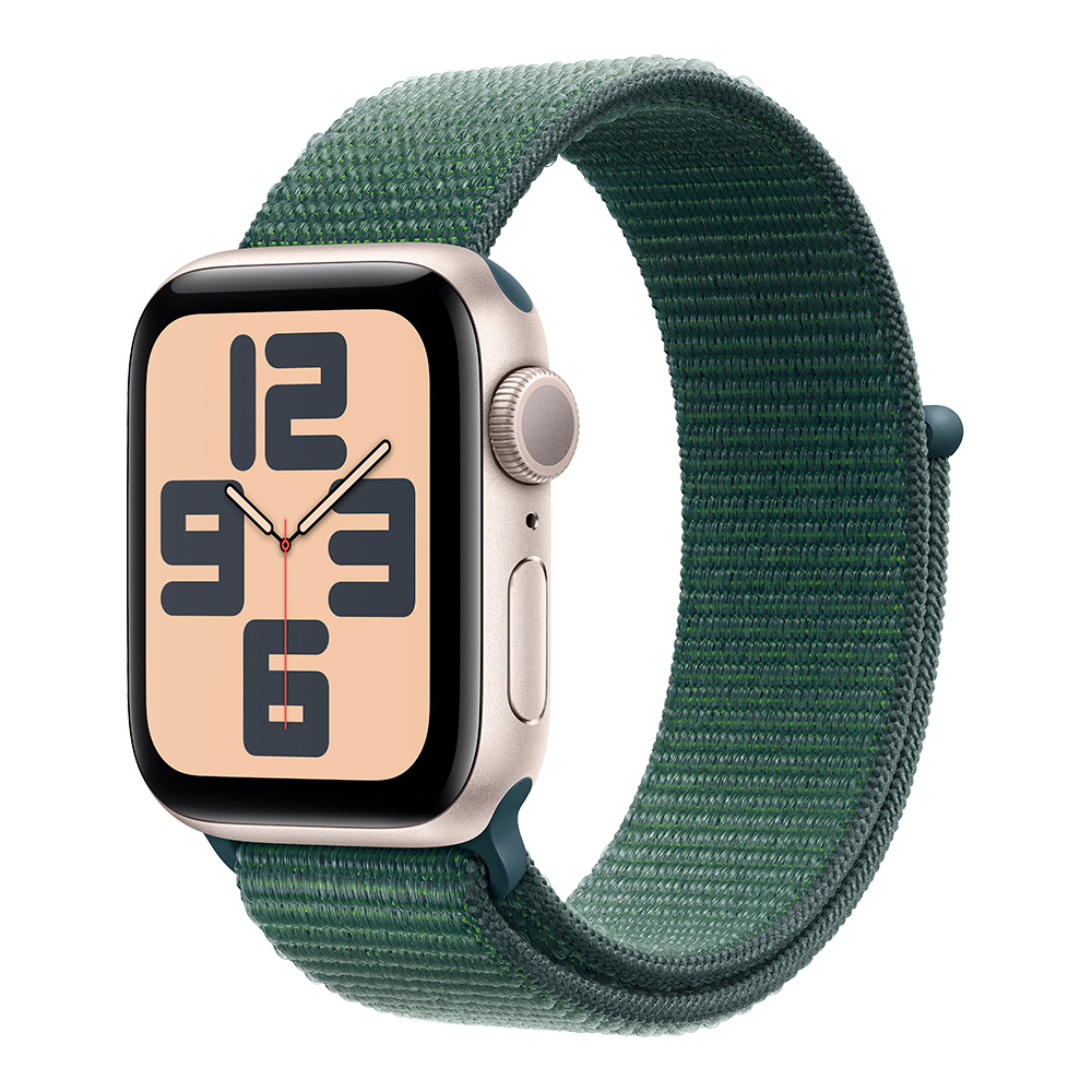 Apple Watch SE 2024 GPS 40mm Starlight Aluminum Case with Lake Green Sport Loop