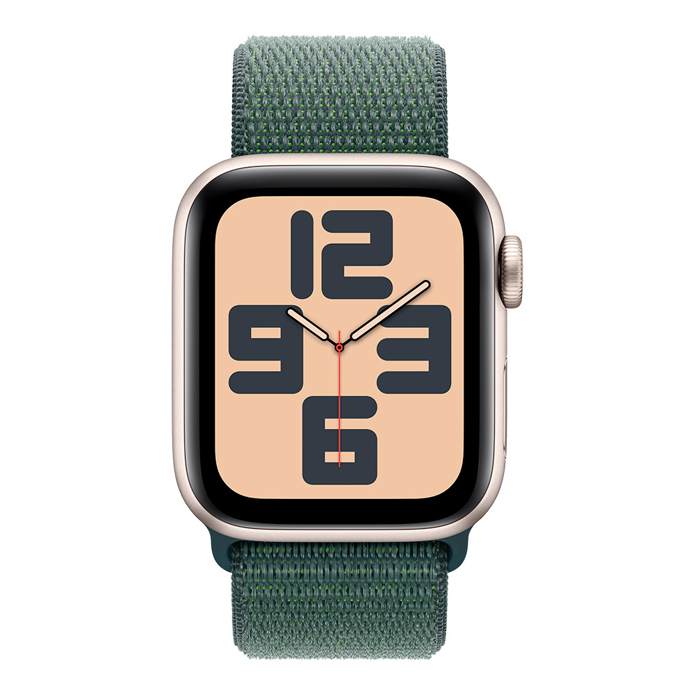 Apple Watch SE 2024 GPS 40mm Starlight Aluminum Case with Lake Green Sport Loop