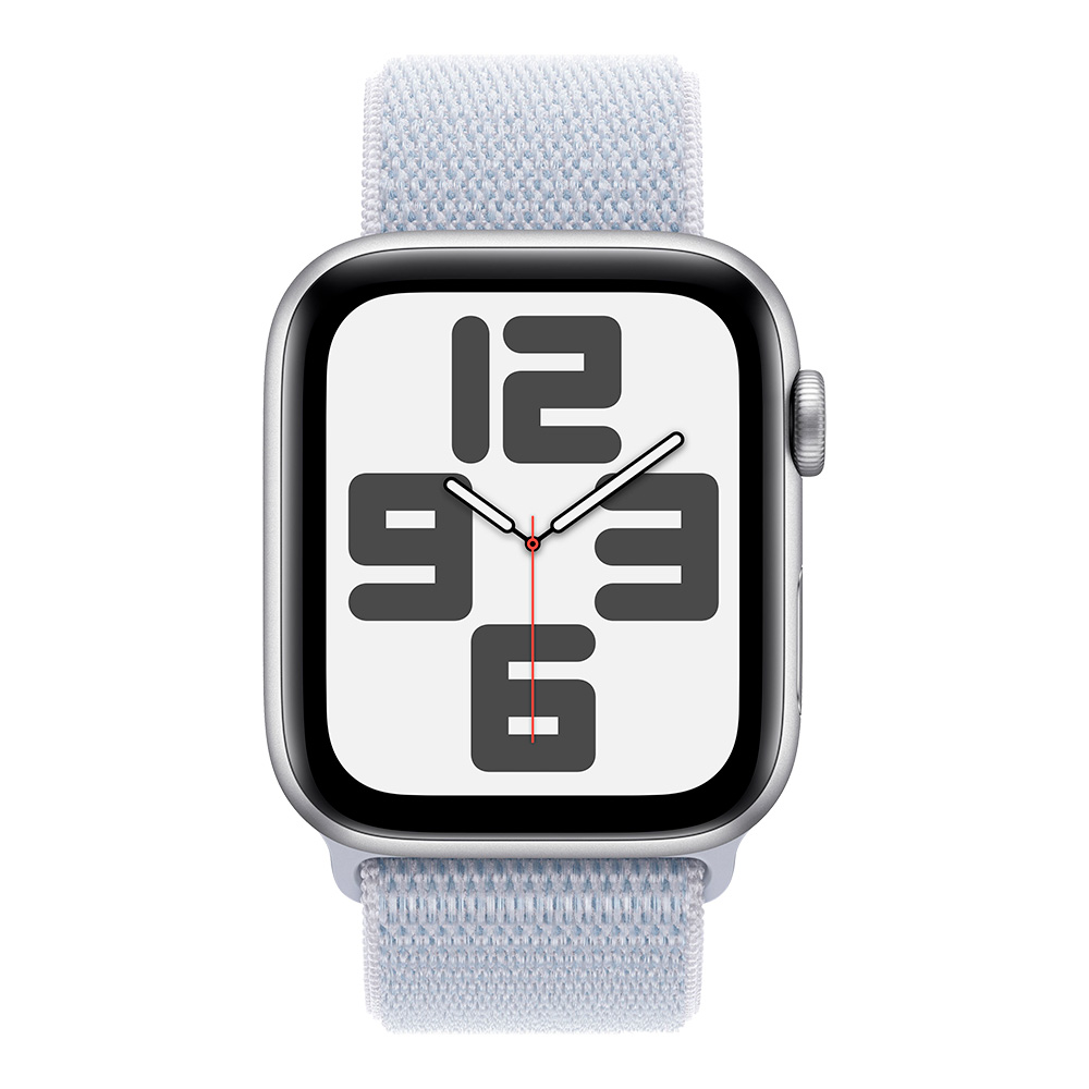 Apple Watch SE 2024 GPS 44mm Silver Aluminum Case with Blue Cloud Sport Loop