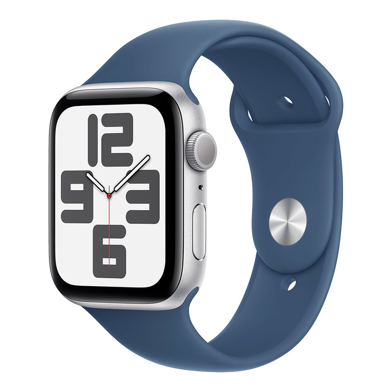 Apple Watch SE 2024 GPS 44mm Silver Aluminum Case with Denim Sport Band S/M
