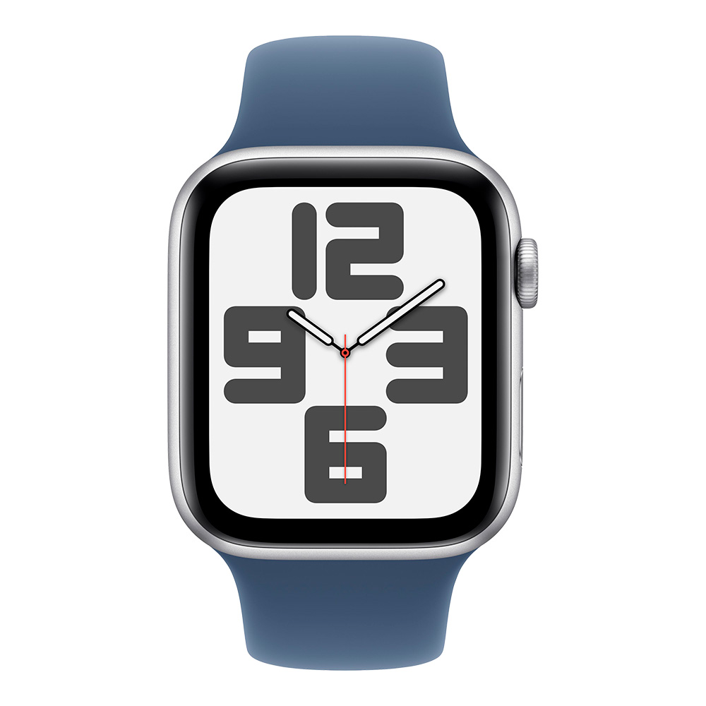 Apple Watch SE 2024 GPS 44mm Silver Aluminum Case with Denim Sport Band S/M