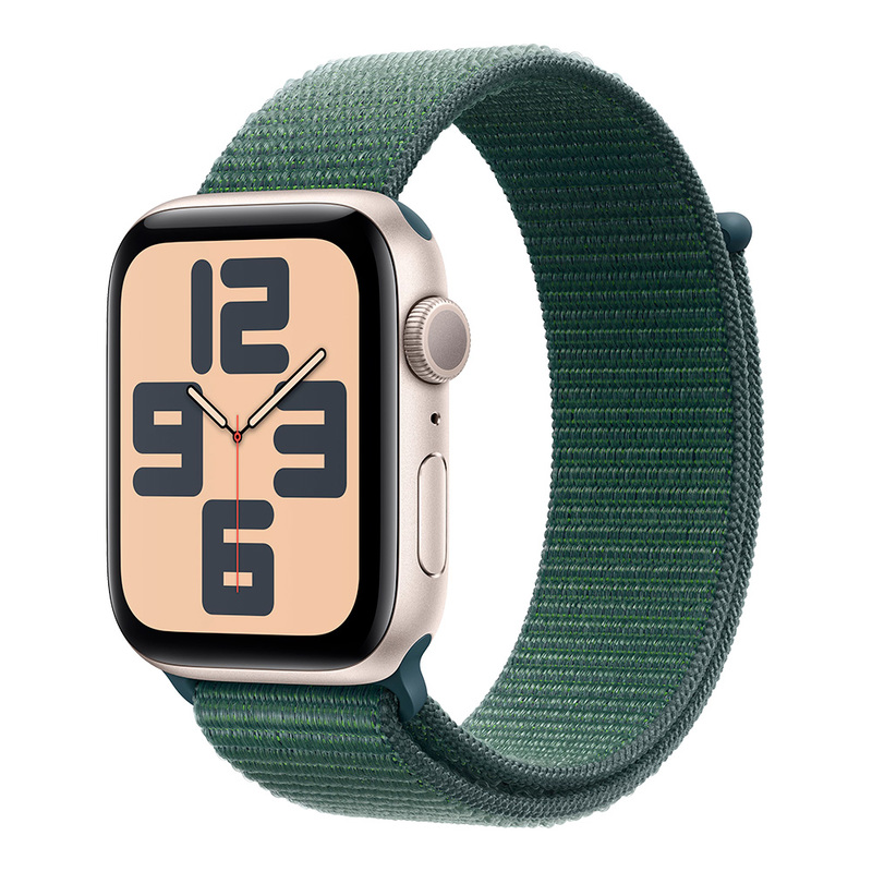 Apple Watch SE 2024 GPS 44mm Starlight Aluminum Case with Lake Green Sport Loop