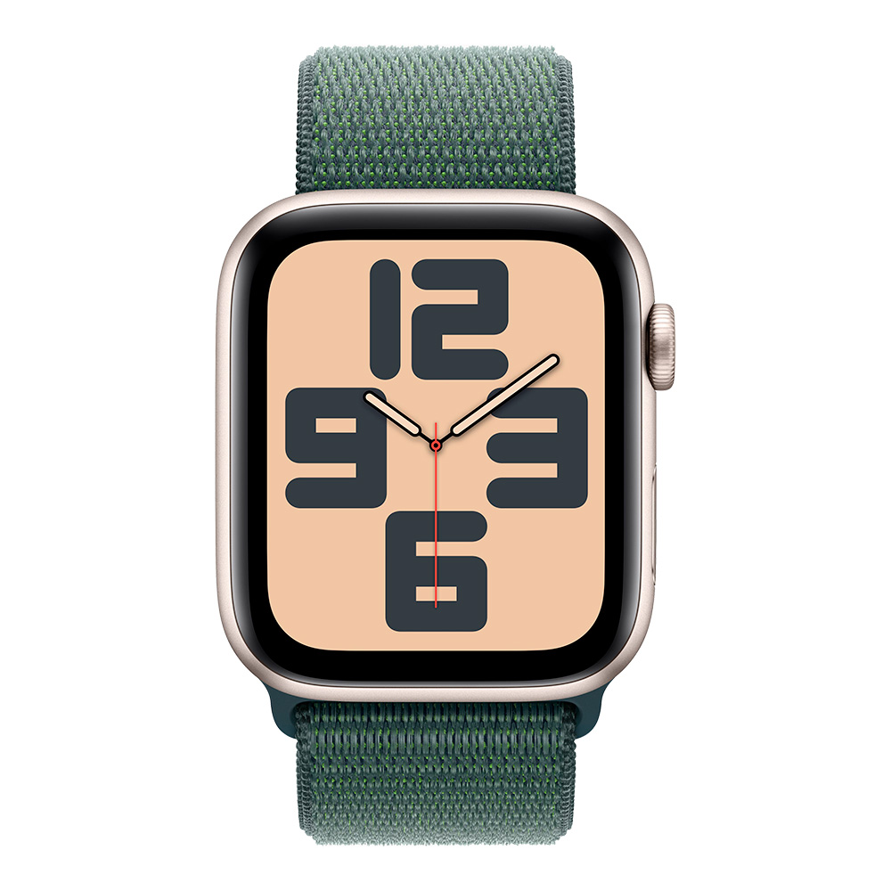 Apple Watch SE 2024 GPS 44mm Starlight Aluminum Case with Lake Green Sport Loop