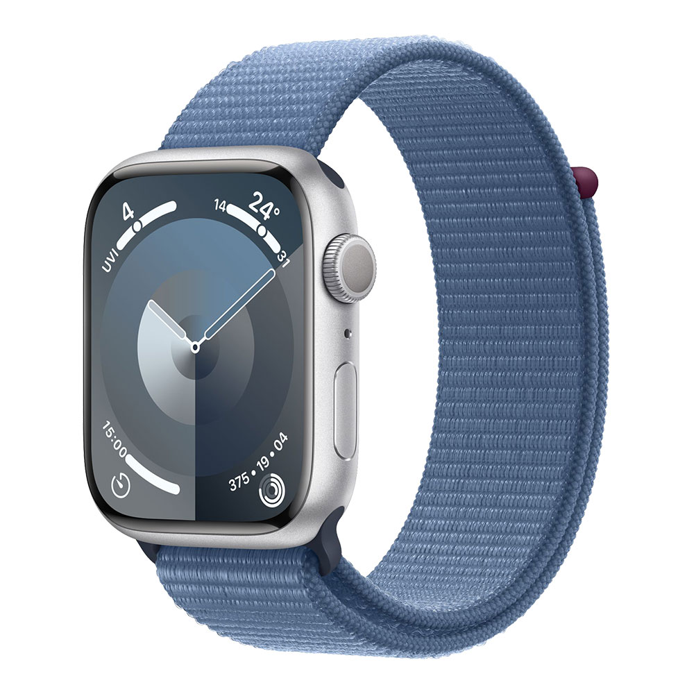 Apple Watch Series 9 GPS 45mm Silver Aluminum Case with Winter Blue Sport Loop