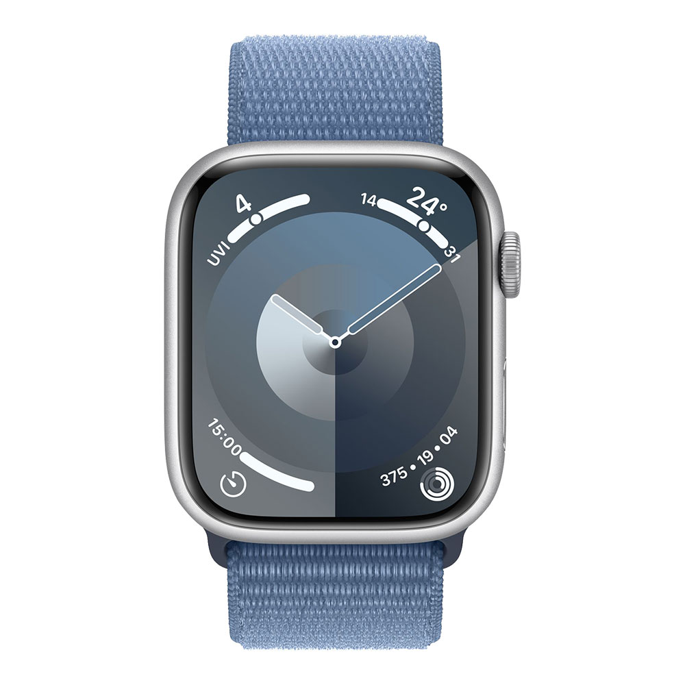 Apple Watch Series 9 GPS 45mm Silver Aluminum Case with Winter Blue Sport Loop