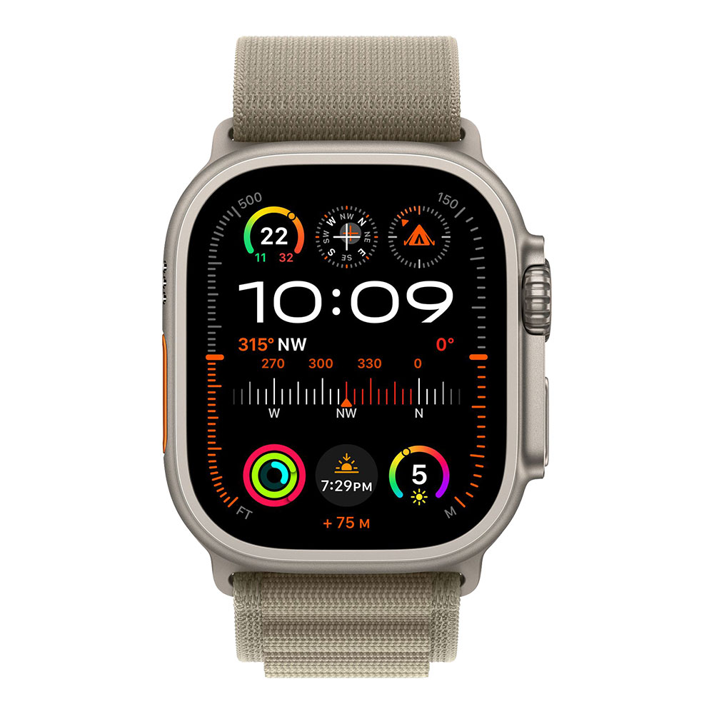 Apple Watch Ultra 2 with Olive Alpine Loop M