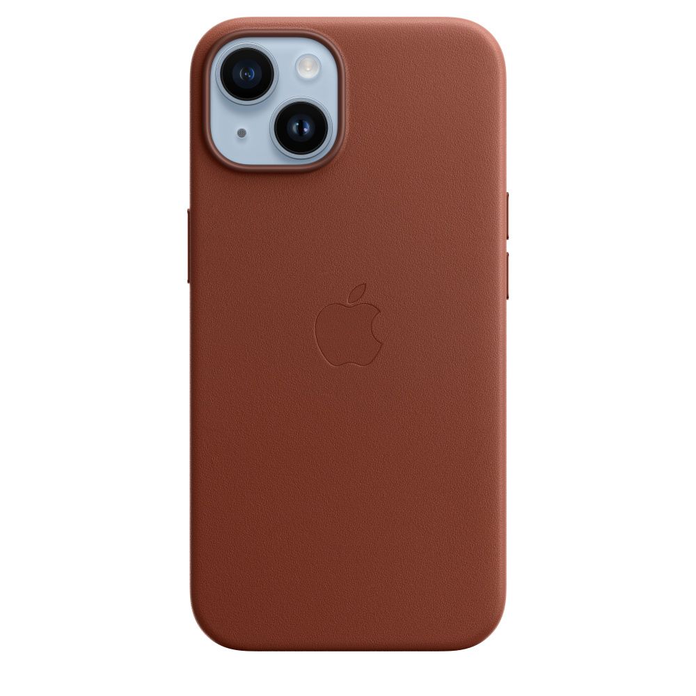 Кожаный чехол для iPhone 14 Plus Коричневый