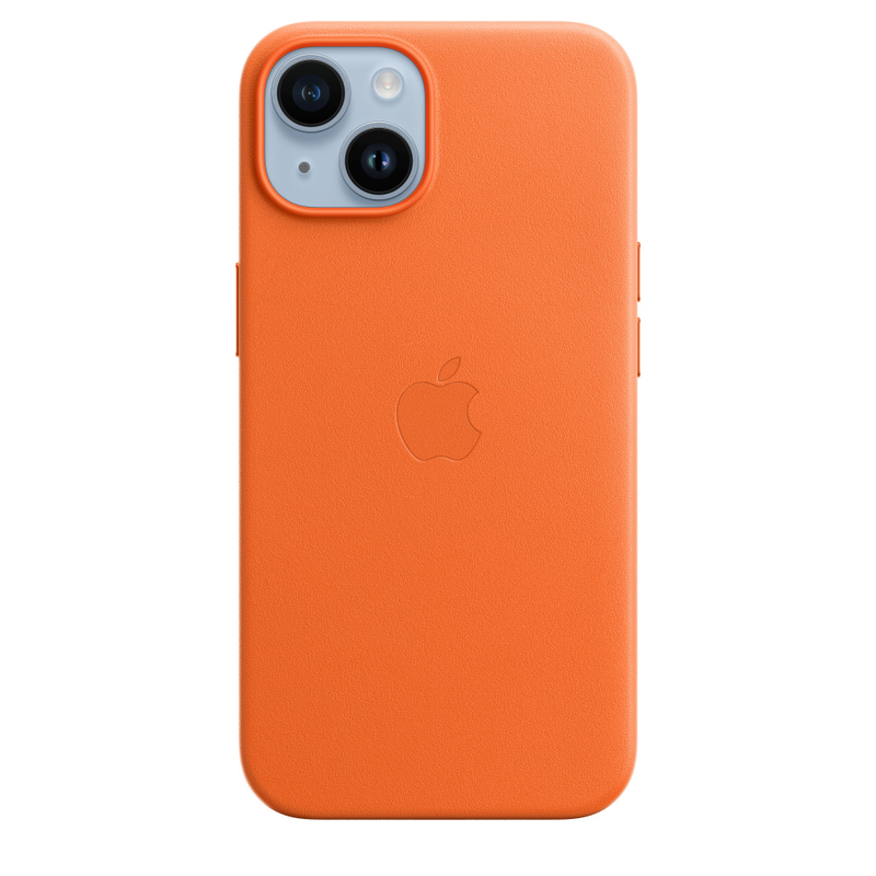 Кожаный чехол для iPhone 14 Plus Оранжевый