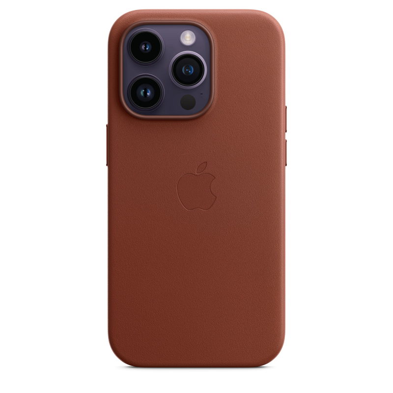 Кожаный чехол для iPhone 14 Pro Max Коричневый