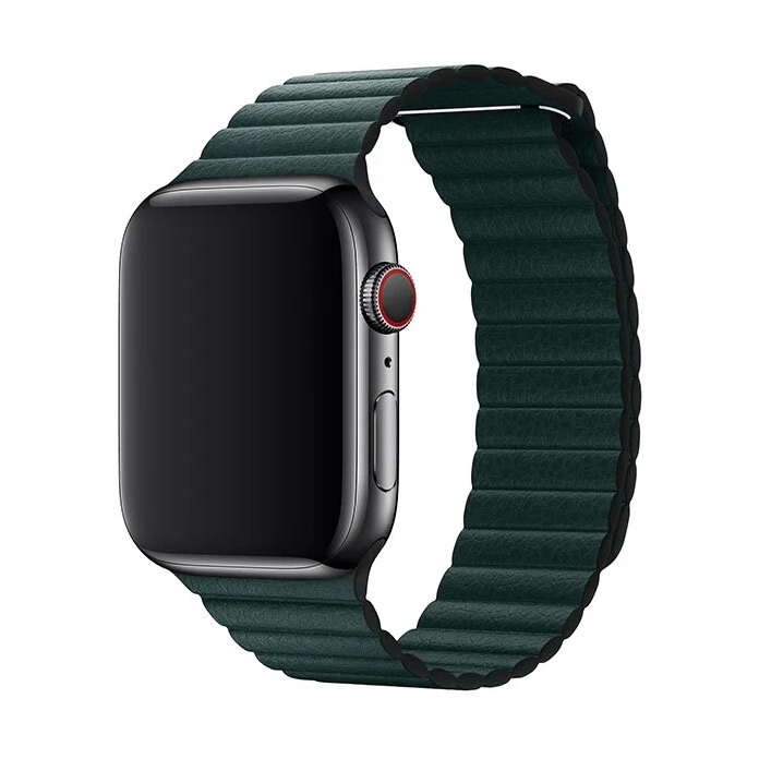 Ремешок Leather Link для Apple Watch 42/44/45 mm темно-зеленый
