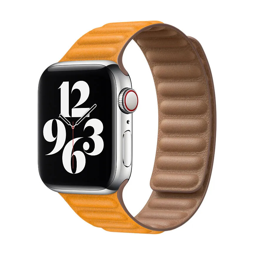 Ремешок Leather Link для Apple Watch 42/44/45 mm светло-оранжевый