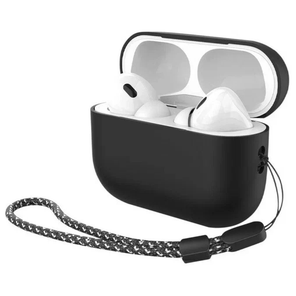Силиконовый чехол Deppa c ремешком для AirPods Pro 2 Черный
