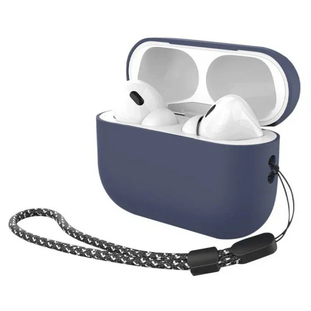 Силиконовый чехол Deppa c ремешком для AirPods Pro 2 Синий