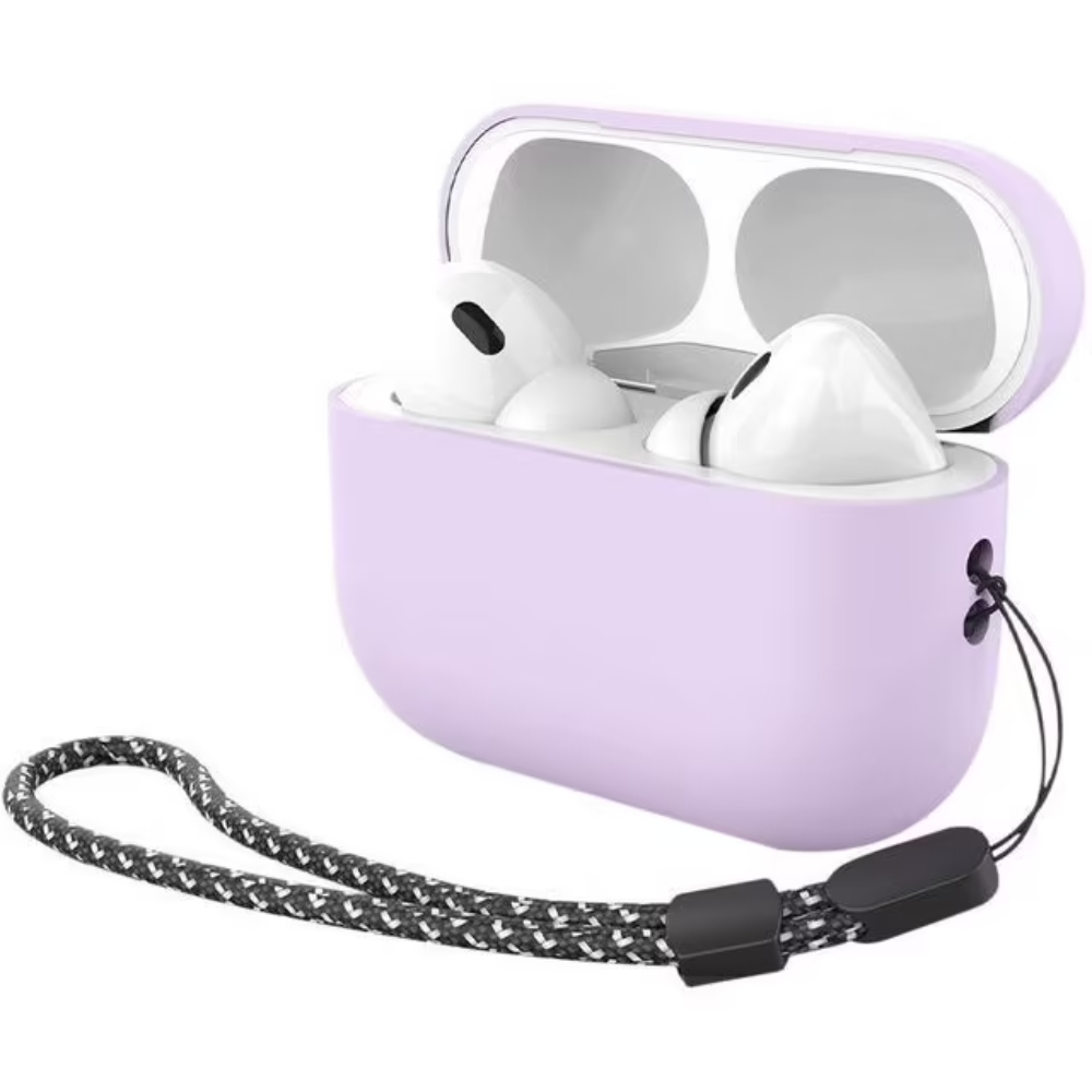 Силиконовый чехол Deppa c ремешком для AirPods Pro 2 Лавандовый