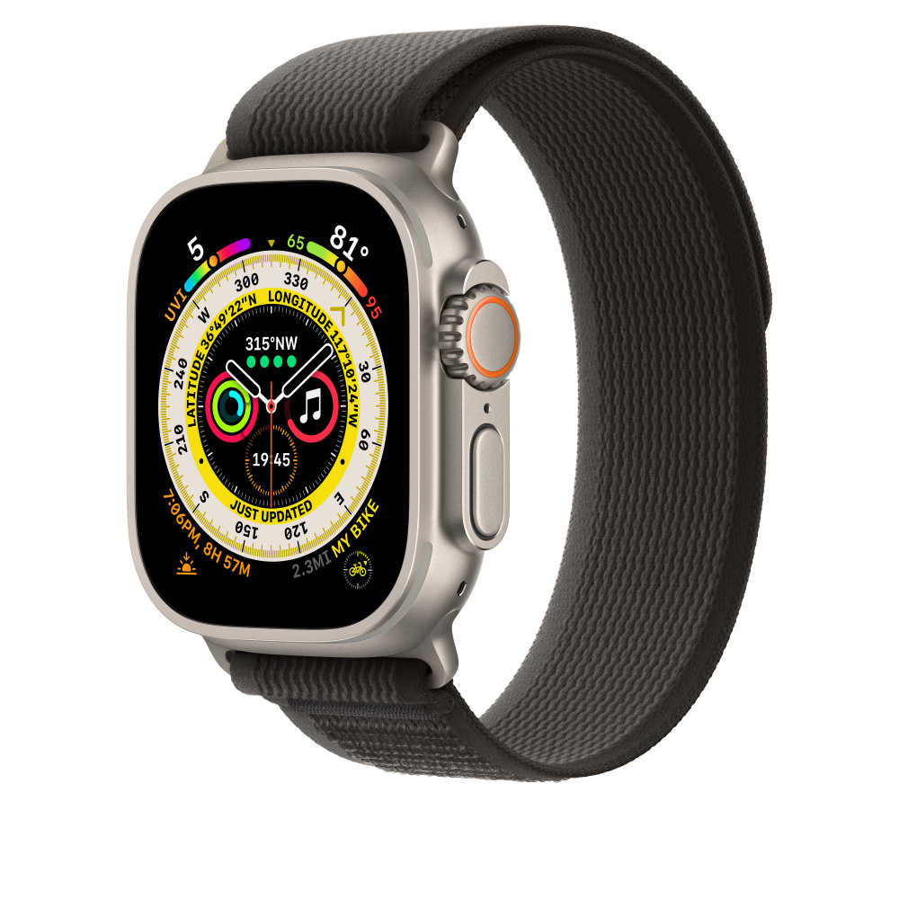 Ремешок для Apple Watch Ultra Trail Loop 49mm Black/Gray - черно-серый
