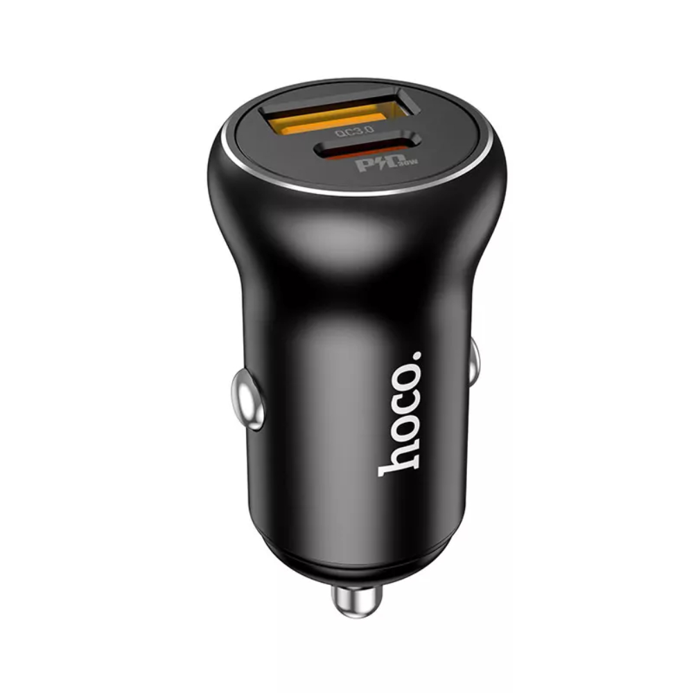 Автомобильное ЗУ hoco NZ5 Smooth road PD30W+QC3.0 car charger - Black