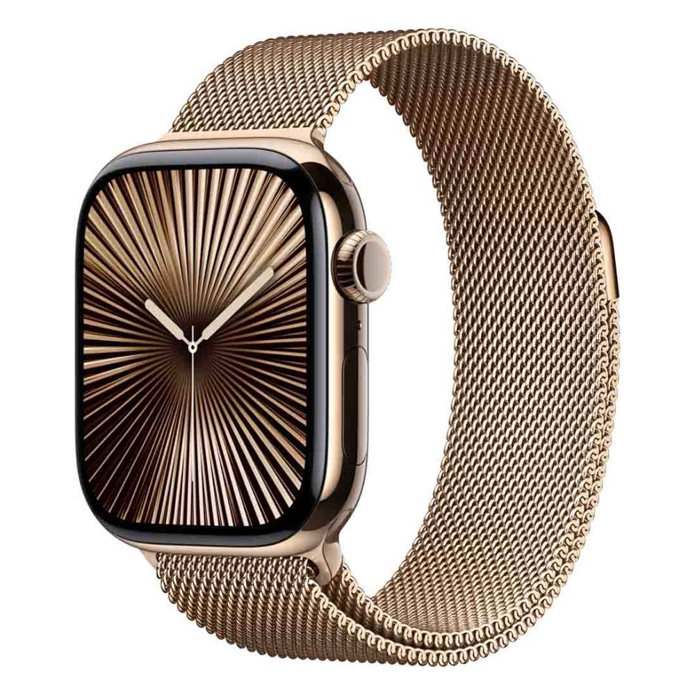 Apple Watch Series 10 GPS+Cellular 42mm Gold Titanium Case with Gold Milanese Loop