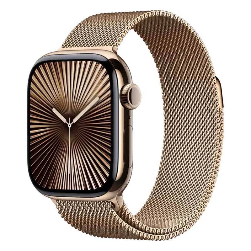 Apple Watch Series 10 GPS+Cellular 42mm Gold Titanium Case with Gold Milanese Loop