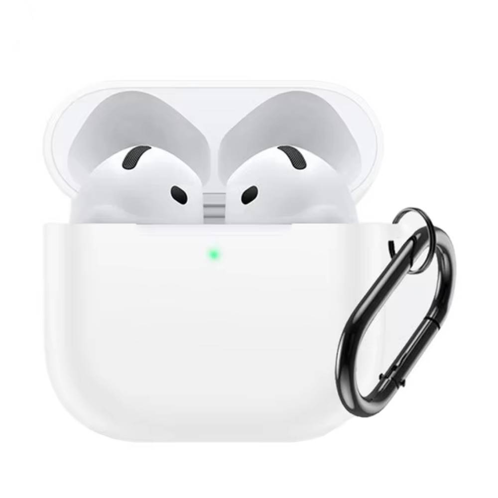 Силиконовый чехол c карабином для AirPods 4 Белый