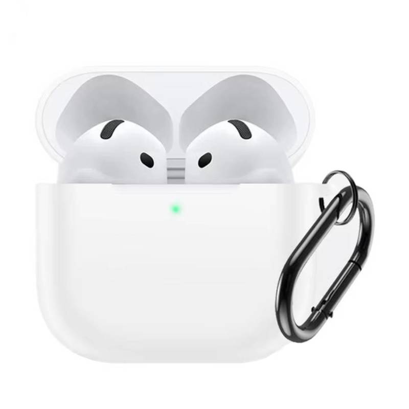 Силиконовый чехол c карабином для AirPods 4 Белый