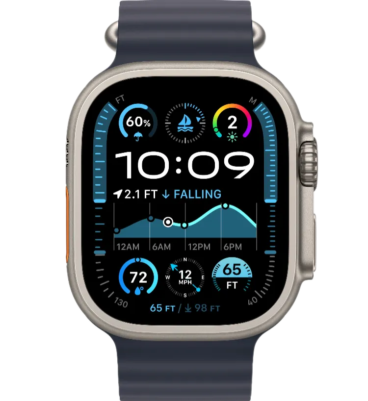 Apple Watch Ultra 2 Natural Titanium with Ocean Band Navy