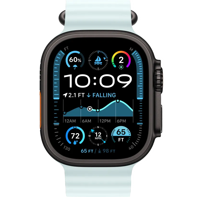 Apple Watch Ultra 2 Black Titanium with Ocean Band Ice Blue