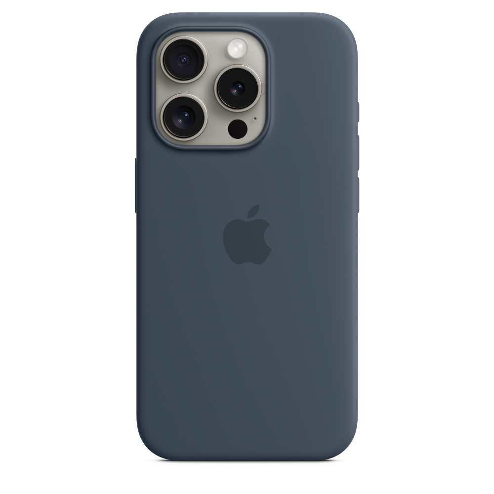 Силиконовый чехол для iPhone 15 Pro Штормовой синий