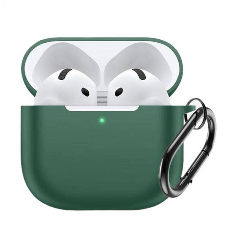 Силиконовый чехол c карабином для AirPods 4 Зеленый
