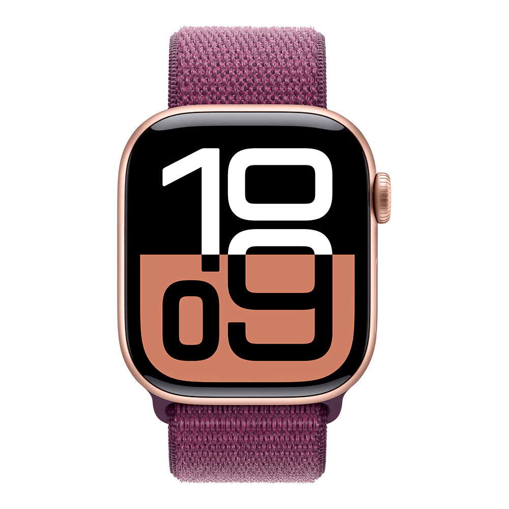 Apple Watch Series 10 GPS 42mm Rose Gold Aluminum Case with Plum Sport Loop