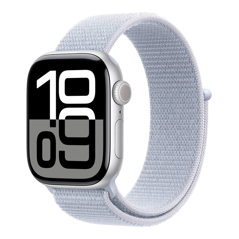 Apple Watch Series 10 GPS 42mm Silver Aluminum Case with Blue Cloud Sport Loop
