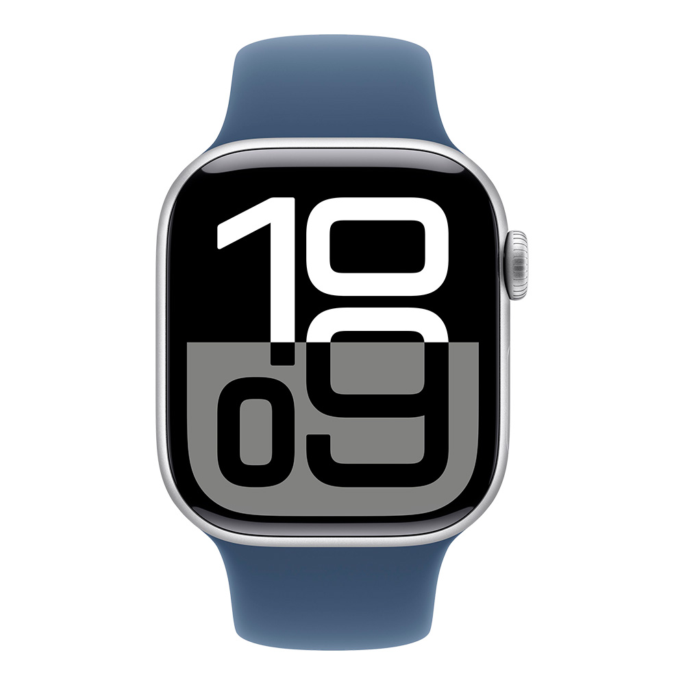Apple Watch Series 10 GPS 42mm Silver Aluminum Case with Denim Sport Band S/M