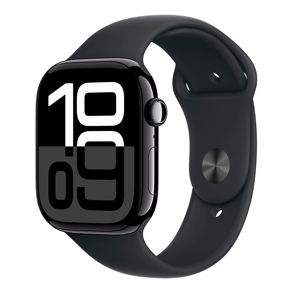 Apple Watch Series 10 GPS 46mm Jet Black Aluminum Case with Black Sport Band S/M