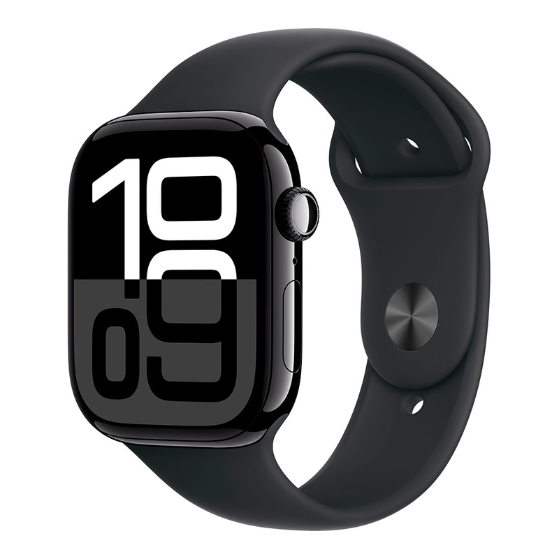 Apple Watch Series 10 GPS 46mm Jet Black Aluminum Case with Black Sport Band S/M