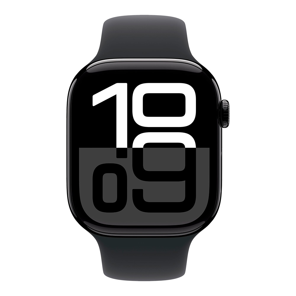 Apple Watch Series 10 GPS 46mm Jet Black Aluminum Case with Black Sport Band S/M