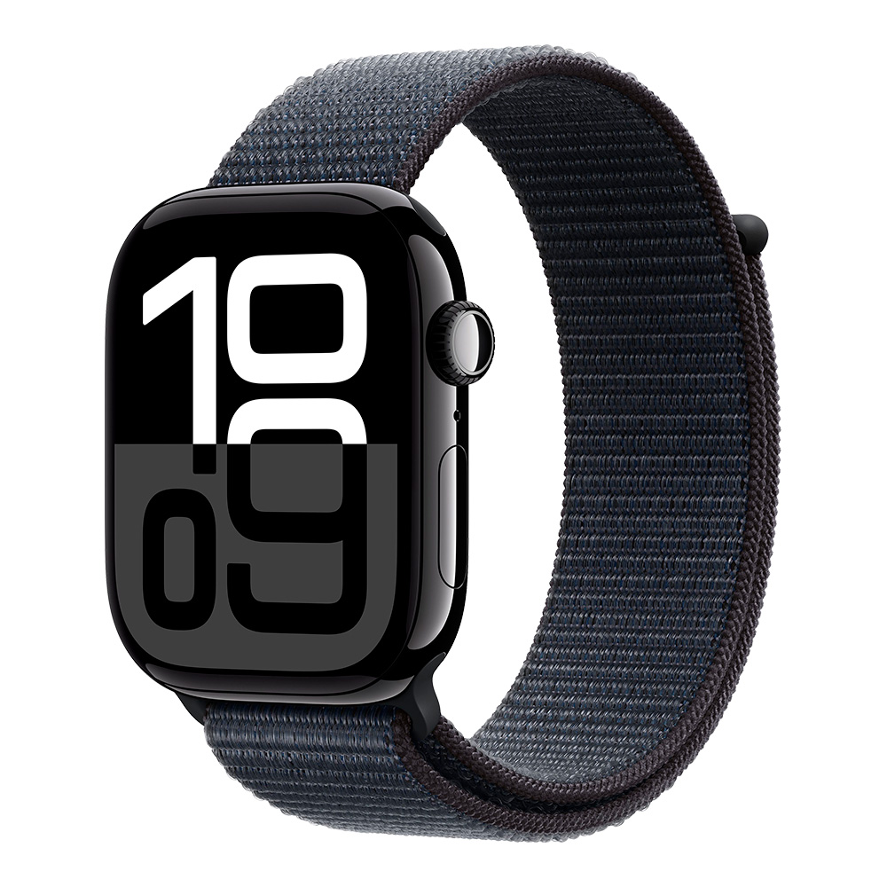 Apple Watch Series 10 GPS 46mm Jet Black Aluminum Case with Ink Sport Loop