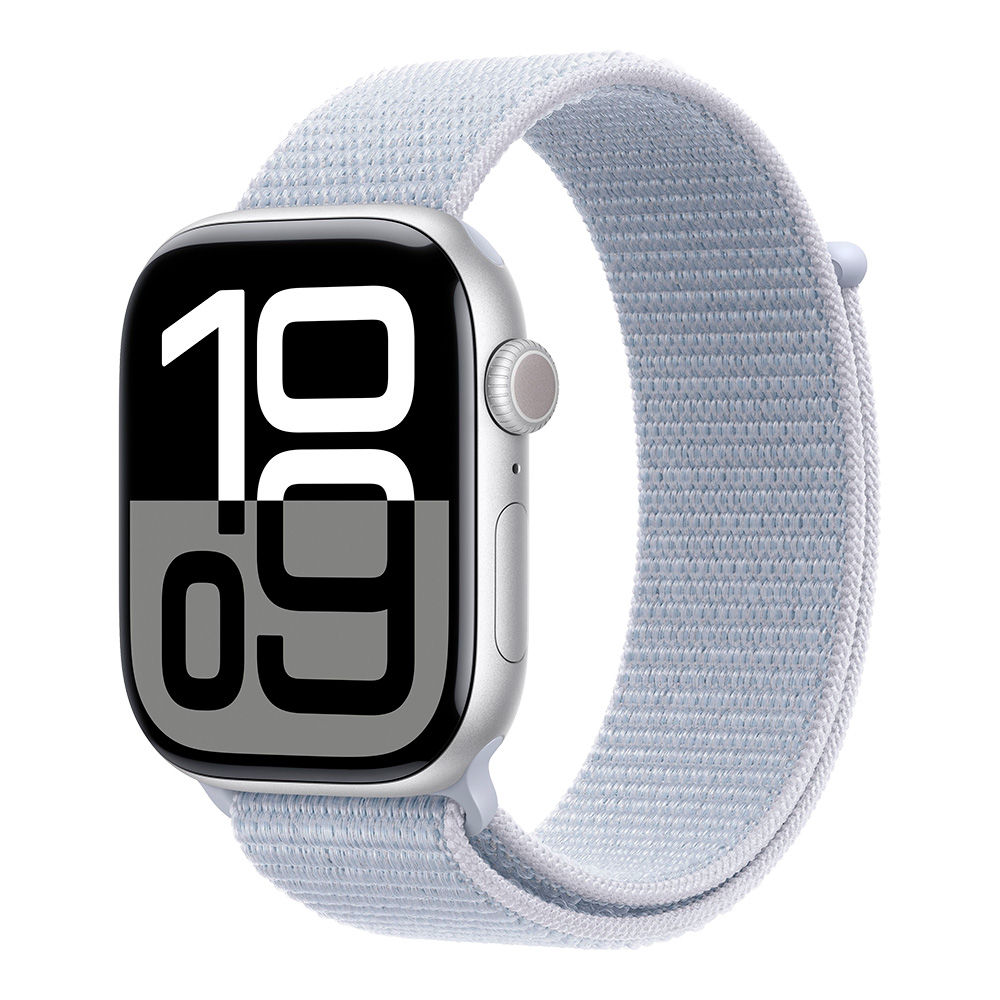 Apple Watch Series 10 GPS 46mm Silver Aluminum Case with Blue Cloud Sport Loop