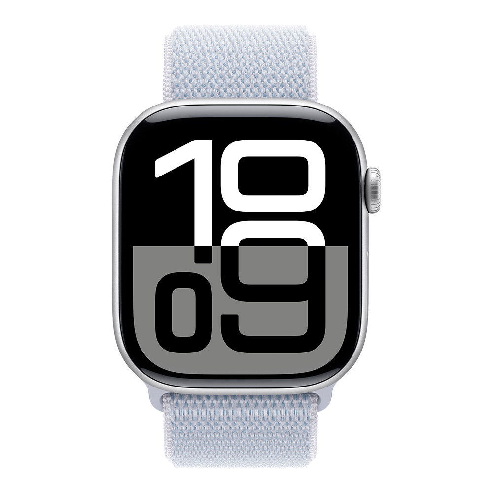 Apple Watch Series 10 GPS 46mm Silver Aluminum Case with Blue Cloud Sport Loop
