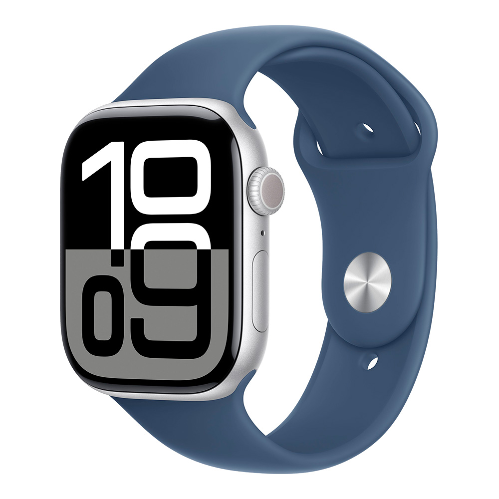 Apple Watch Series 10 GPS 46mm Silver Aluminum Case with Denim Sport Band M/L