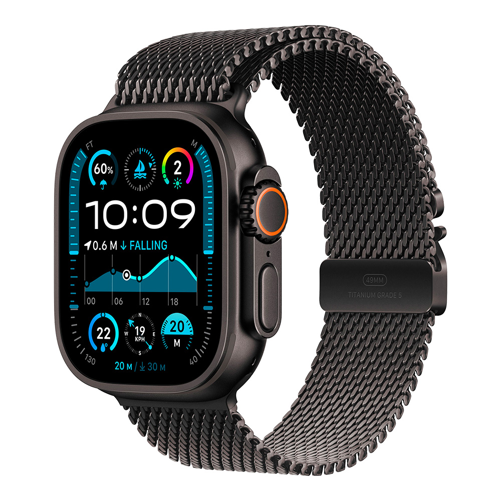 Apple Watch Ultra 2 with Black Titanium Milanese Loop S
