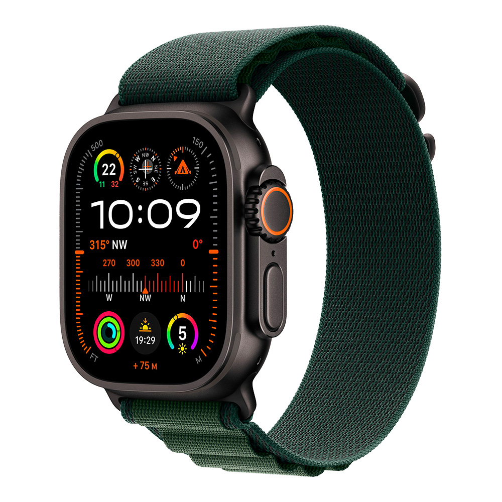 Apple Watch Ultra 2 with Dark Green Alpine Loop L