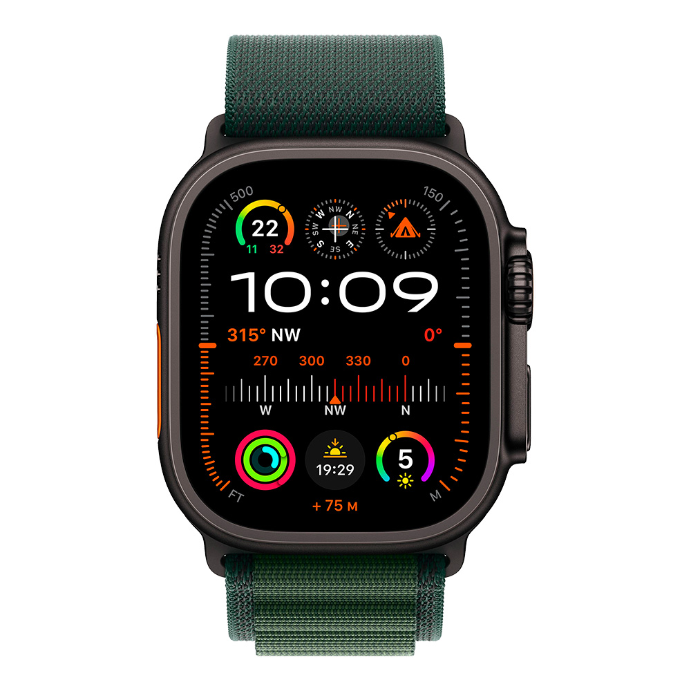 Apple Watch Ultra 2 with Dark Green Alpine Loop M